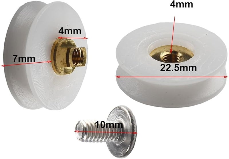 8 حزمة من بكرات باب الحمام قطر 22.5 مم عجلات نايلون نحاسية محملة بالكرات - Image 4